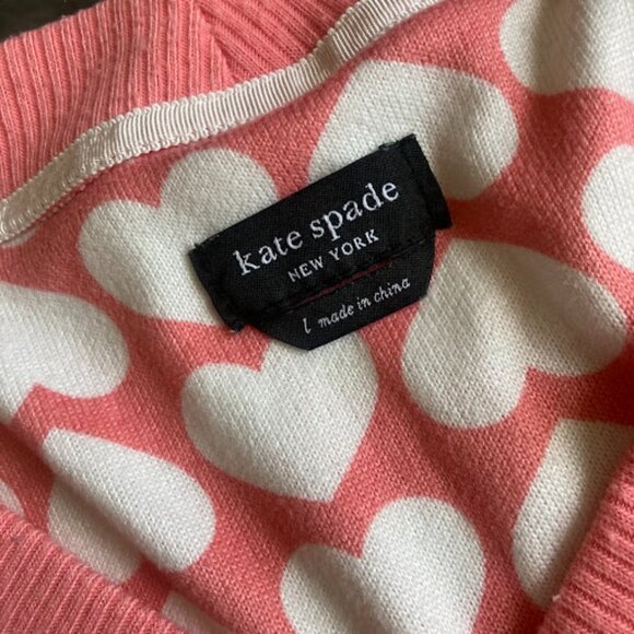 KATE SPADE 2pc Pajama Set All Over Heart Soft Vneck Straight Leg Pants Womens L - Picture 8 of 14